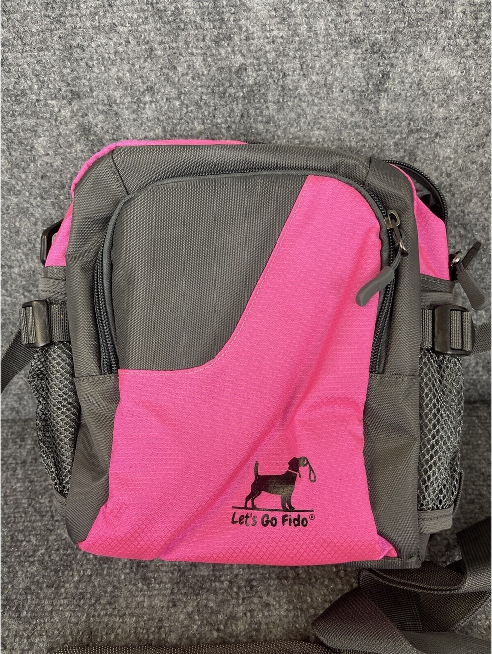 Let’s Go Fido Pink Grey Dog Walking Bag